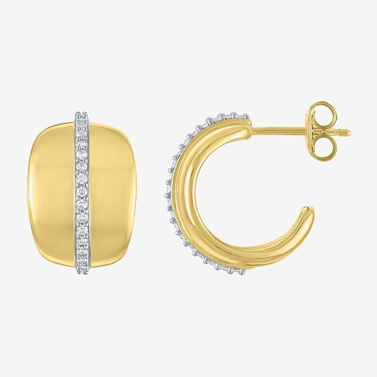 Diamond Addiction (G-H, I1-I2) Womens 1/4 CT. T.W. Lab Grown White Diamond 14K Gold Over Silver Sterling Silver 16.7mm Hoop Earrings
