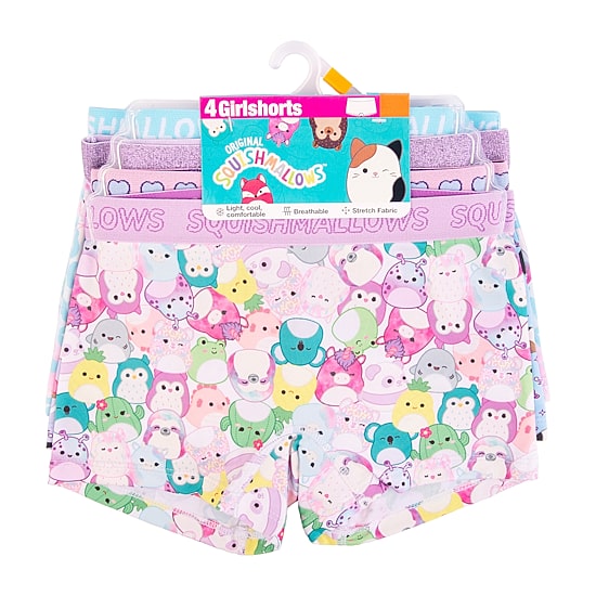 Little & Big Kid Girls Squishmallows 4 Pack Multi-Pack Boyshort Panty Gabp7700