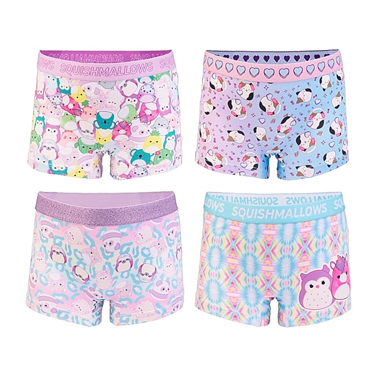 Little & Big Kid Girls Squishmallows 4 Pack Multi-Pack Boyshort Panty Gabp7700