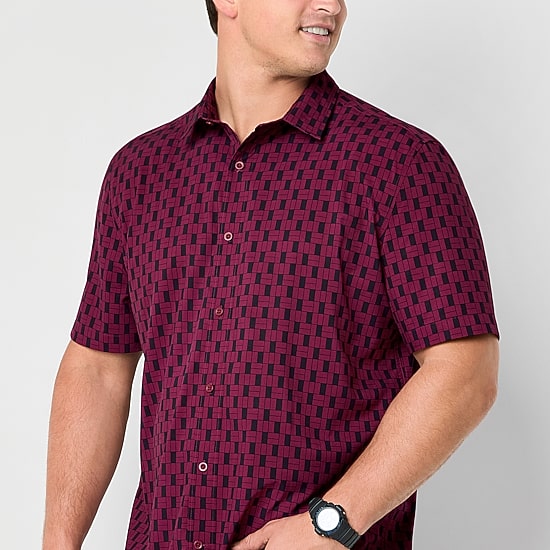 Stylus Mens Short Sleeve Classic Fit Big and Tall Button-Down Shirt
