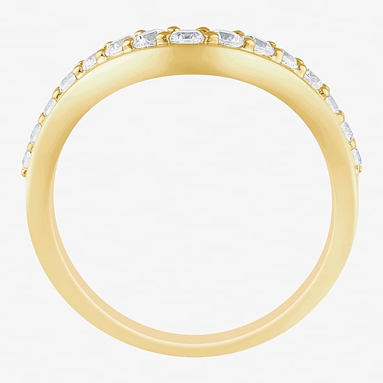 (I / Si2) Womens 1/2 CT. T.W. Lab Grown White Diamond 10K Gold Round Wedding Ring Enhancer