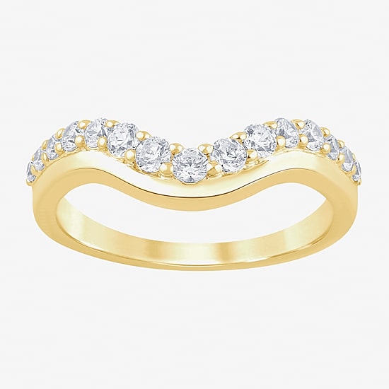 (I / Si2) Womens 1/2 CT. T.W. Lab Grown White Diamond 10K Gold Round Wedding Ring Enhancer