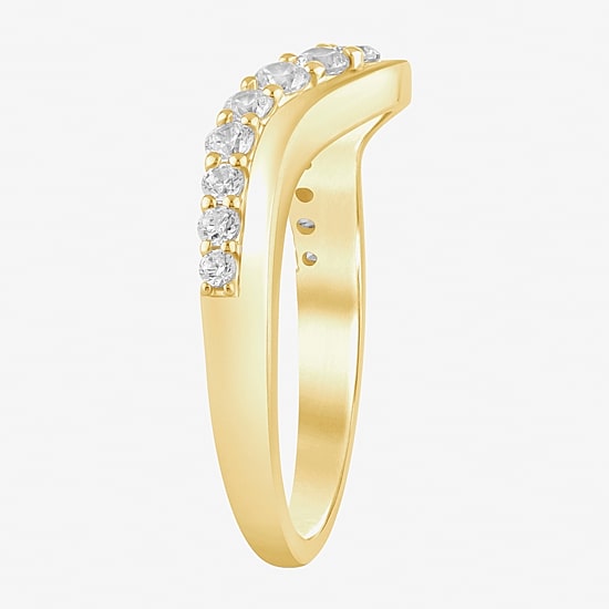 (I / Si2) Womens 1/2 CT. T.W. Lab Grown White Diamond 10K Gold Round Wedding Ring Enhancer