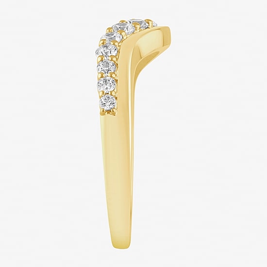 (I / Si2) Womens 1/2 CT. T.W. Lab Grown White Diamond 10K Gold Round Wedding Ring Enhancer