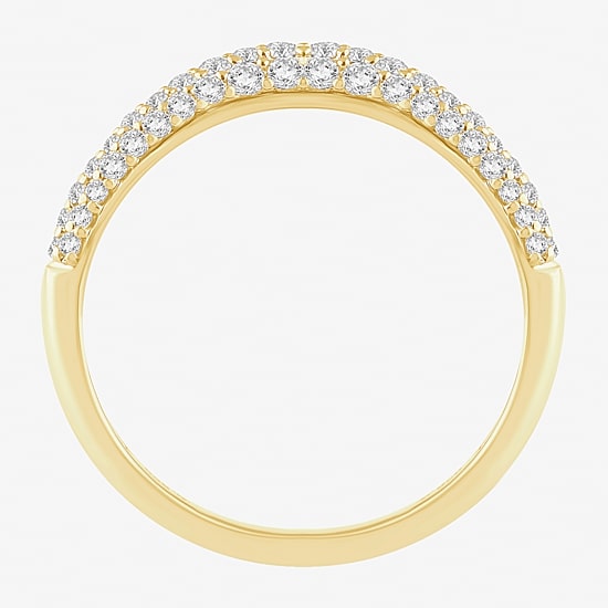 (I / Si2) Womens 1/2 CT. T.W. Lab Grown White Diamond 10K Gold Round Wedding Ring Enhancer