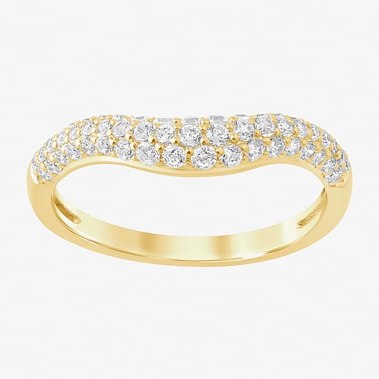 (I / Si2) Womens 1/2 CT. T.W. Lab Grown White Diamond 10K Gold Round Wedding Ring Enhancer