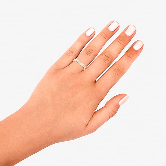 (I / Si2) Womens 1/2 CT. T.W. Lab Grown White Diamond 10K Gold Round Wedding Ring Enhancer