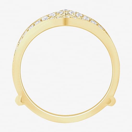 (I / Si2) Womens 1/2 CT. T.W. Lab Grown White Diamond 10K Gold Round Wedding Ring Guard