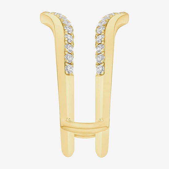 (I / Si2) Womens 1/2 CT. T.W. Lab Grown White Diamond 10K Gold Round Wedding Ring Guard