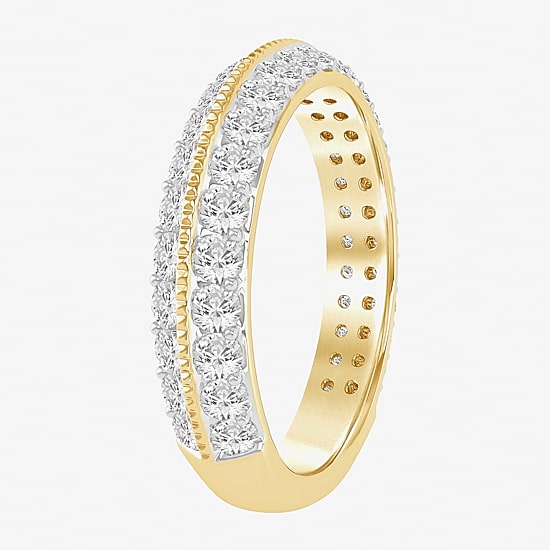 (I / Si2) Womens 3MM 1 CT. T.W. Lab Grown White Diamond 10K Gold Round Wedding Band