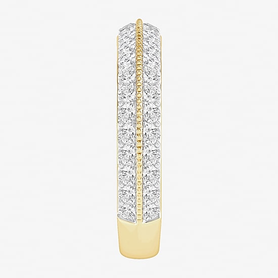 (I / Si2) Womens 3MM 1 CT. T.W. Lab Grown White Diamond 10K Gold Round Wedding Band