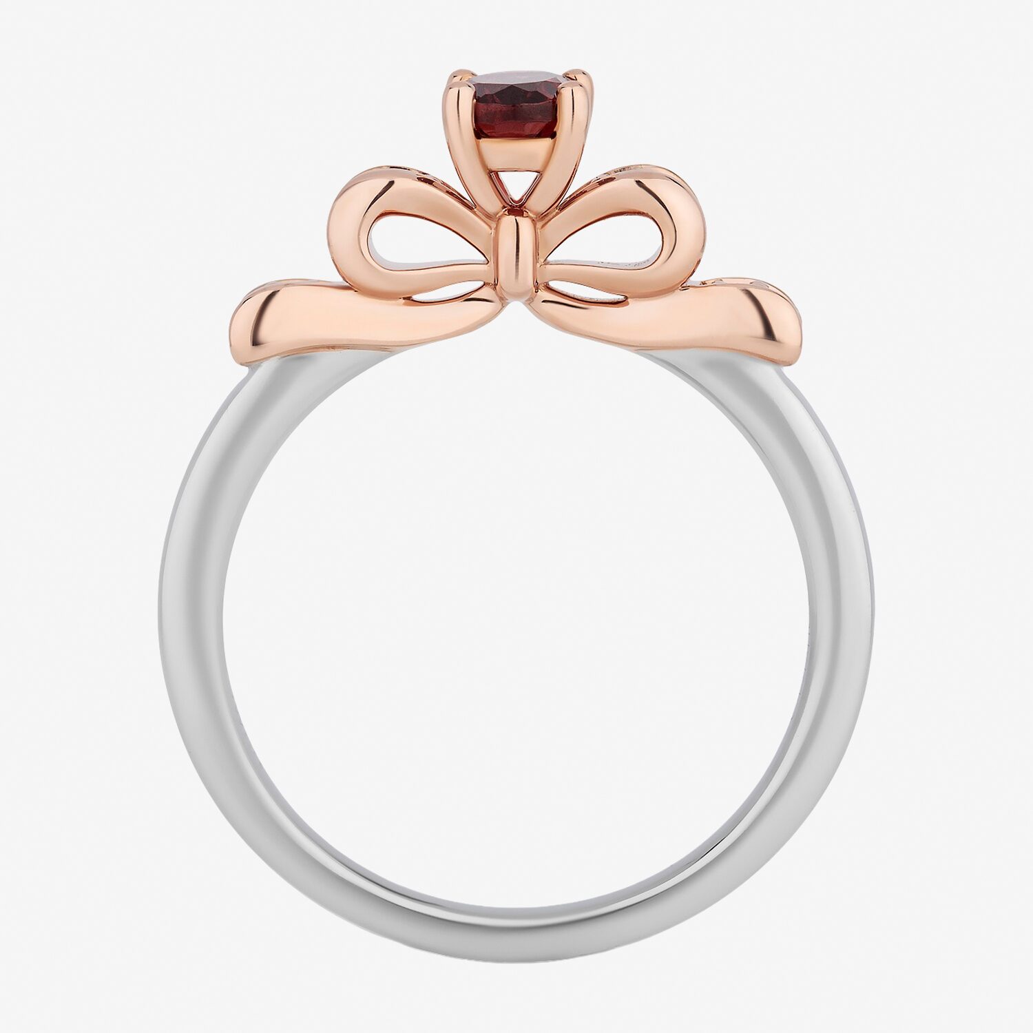 Enchanted Disney Fine Jewelry Snow White(I,I2) Womens 3/4 CT. T.W. Genuine Red Garnet 14K Rose Gold Over Silver Sterling Oval White Cocktail Ring
