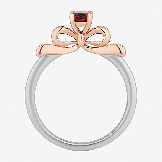 Enchanted Disney Fine Jewelry Snow White(I,I2) Womens 3/4 CT. T.W. Genuine Red Garnet 14K Rose Gold Over Silver Sterling Silver Oval Snow White Cocktail Ring
