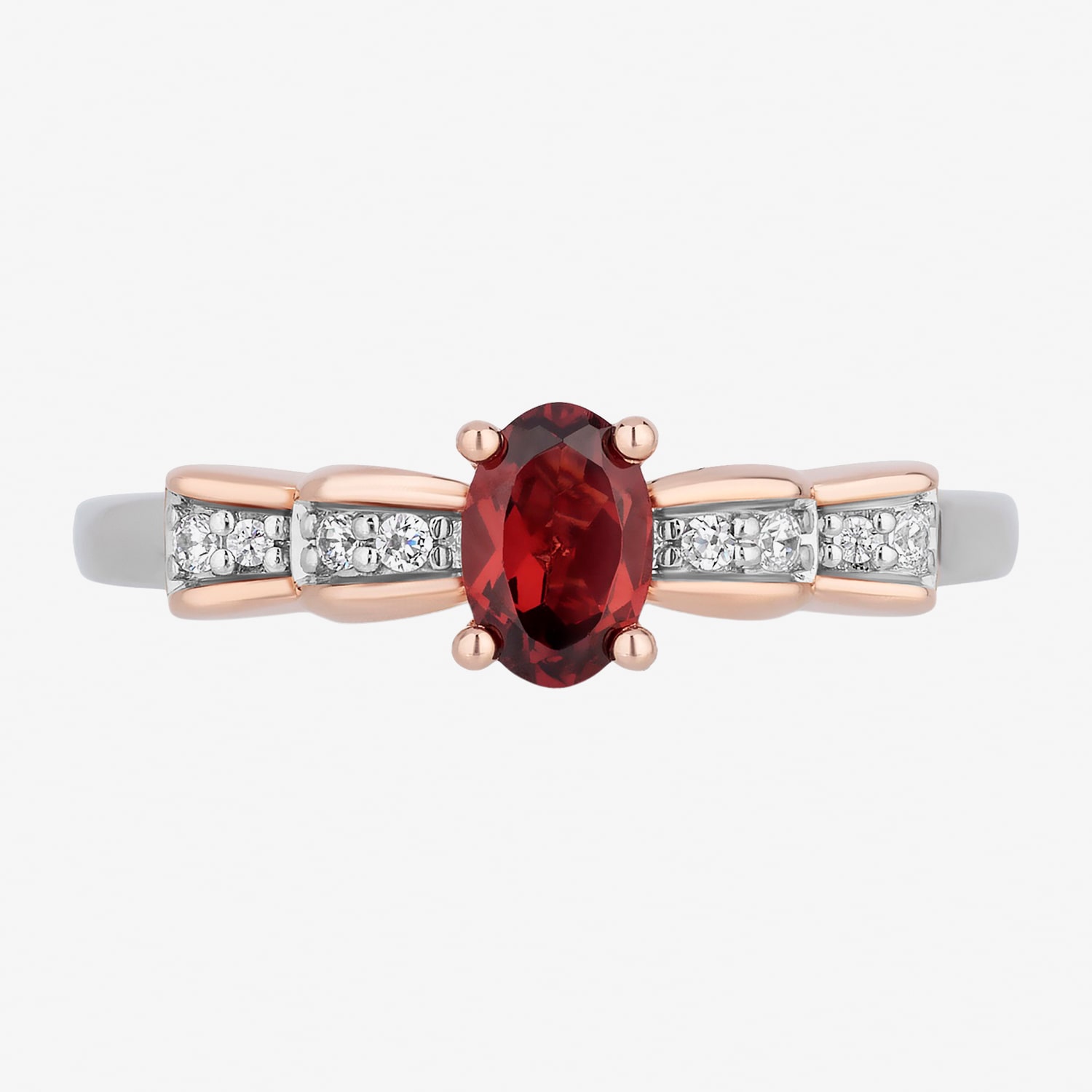 Enchanted Disney Fine Jewelry Snow White(I,I2) Womens 3/4 CT. T.W. Genuine Red Garnet 14K Rose Gold Over Silver Sterling Oval White Cocktail Ring
