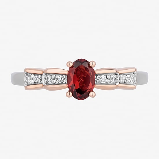 Enchanted Disney Fine Jewelry Snow White(I,I2) Womens 3/4 CT. T.W. Genuine Red Garnet 14K Rose Gold Over Silver Sterling Silver Oval Snow White Cocktail Ring