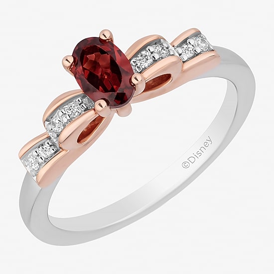 Enchanted Disney Fine Jewelry Snow White(I,I2) Womens 3/4 CT. T.W. Genuine Red Garnet 14K Rose Gold Over Silver Sterling Silver Oval Snow White Cocktail Ring