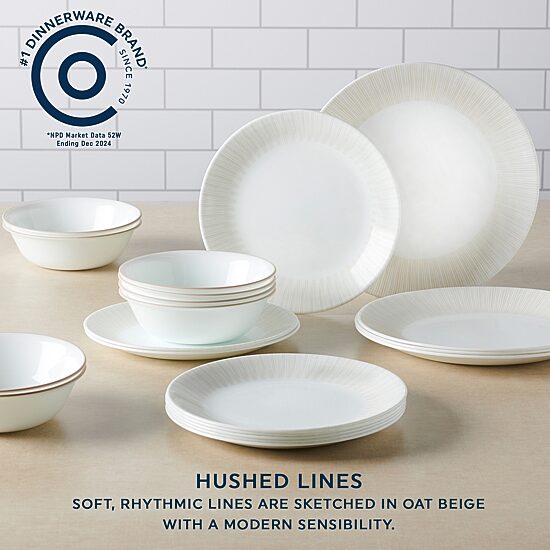Corelle Hushed Lines 12-pc. Glass Dinnerware Set