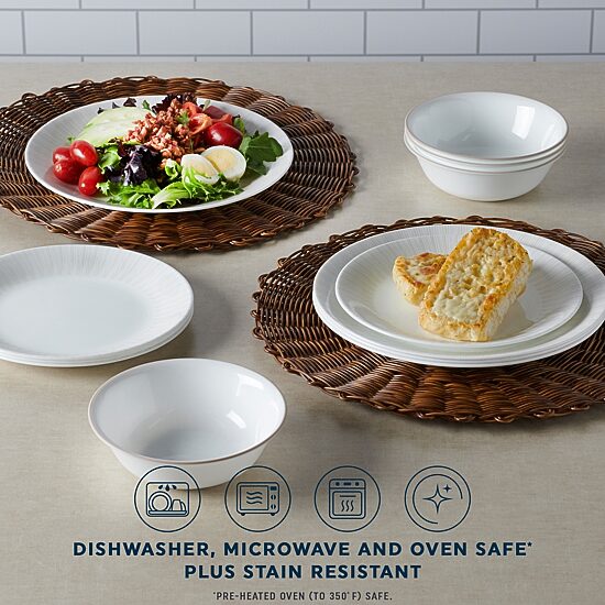 Corelle Hushed Lines 12-pc. Glass Dinnerware Set
