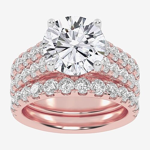 Signature By Modern Bride (H-I / Si1-Si2) Womens 5 CT. T.W. Lab Grown White Diamond 14K Gold Round Bridal Set, 9, Pink