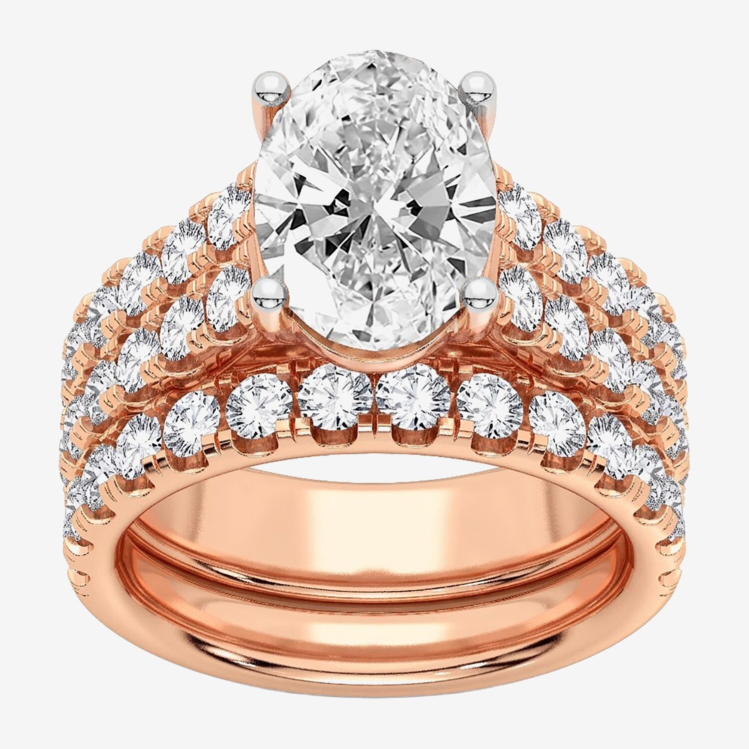 (H-I / SI1-SI2) Signature By Modern Bride Womens 5 CT. T.W. Lab Grown White Diamond 14K Gold Oval Bridal Set