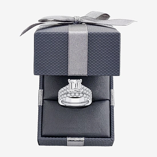 (H-I / SI1-SI2) Signature By Modern Bride Womens 5 CT. T.W. Lab Grown White Diamond in 14K Gold Emerald Bridal Set