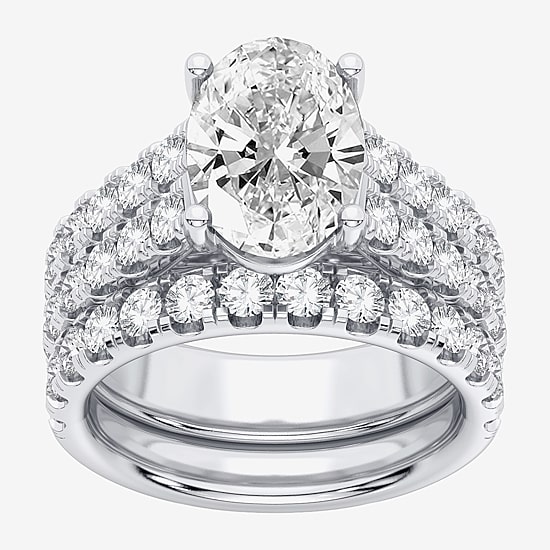 (H-I / SI1-SI2) Signature By Modern Bride Womens 5 CT. T.W. Lab Grown White Diamond in 14K Gold Oval Bridal Set