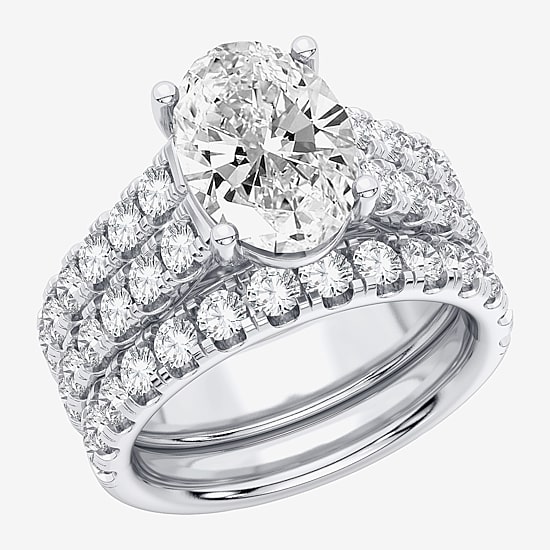 (H-I / SI1-SI2) Signature By Modern Bride Womens 5 CT. T.W. Lab Grown White Diamond in 14K Gold Oval Bridal Set