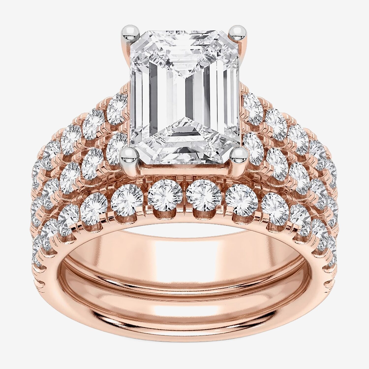 (H-I / SI1-SI2) Signature By Modern Bride Womens 5 CT. T.W. Lab Grown White Diamond 14K Gold Emerald Bridal Set