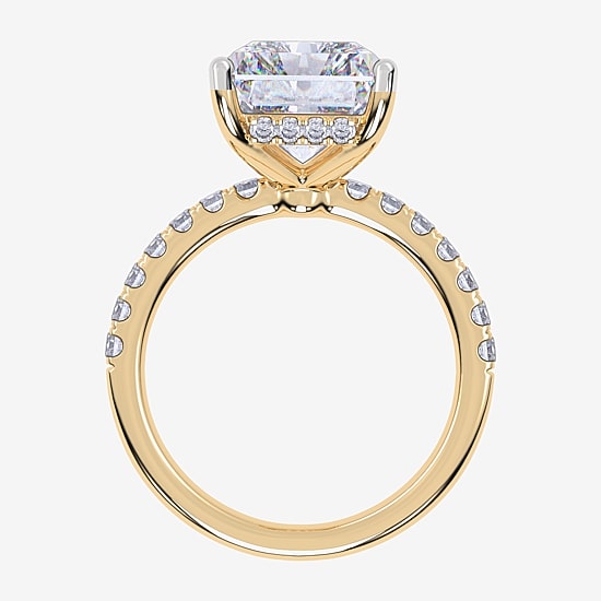 (G / Vs2-Si1) Womens 2 1/4 CT. T.W. Lab Grown White Diamond 10K Gold Rectangular Side Stone Engagement Ring