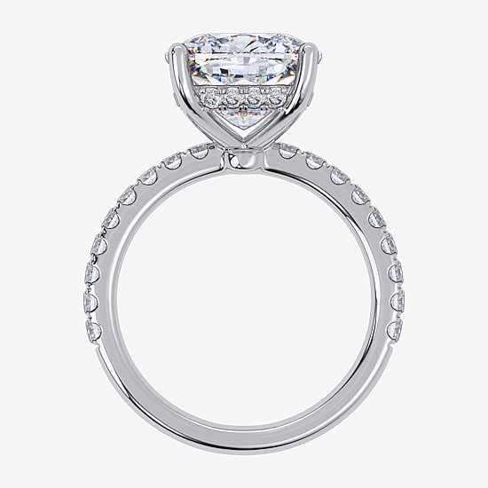 Womens 5 1/2 CT. T.W. Lab Grown White Diamond 14K Gold Cushion Side Stone Engagement Ring