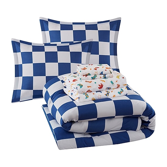 INK+IVY Kids Asher Checkered Complete Bedding Set with Sheets