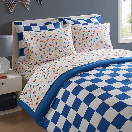 INK+IVY Kids Asher Checkered Complete Bedding Set with Sheets