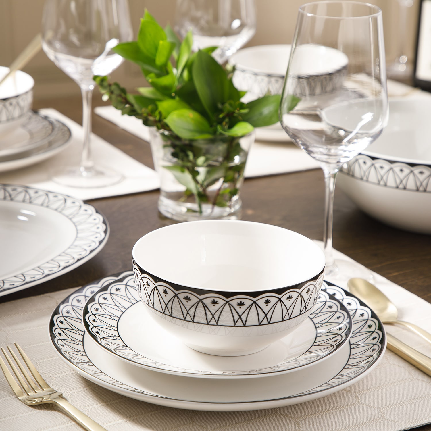 Martha Stewart Midnight Louts 12-pc. Dinnerware Set
