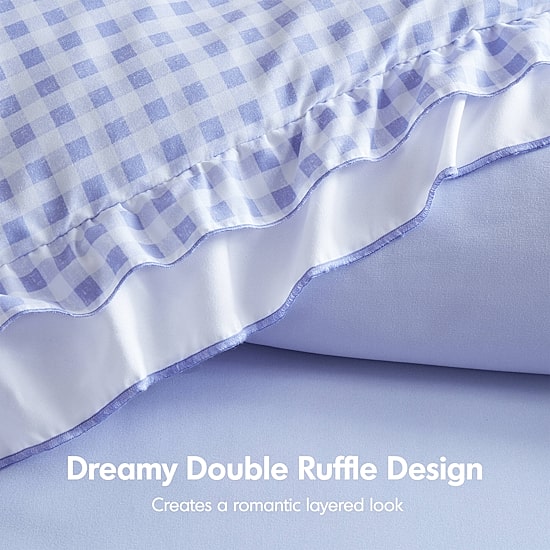 Intelligent Design Iris Gingham Double Ruffle 4-pc. Comforter Set with Throw Pillow