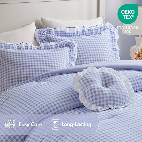 Intelligent Design Iris Gingham Double Ruffle 4-pc. Comforter Set with Throw Pillow