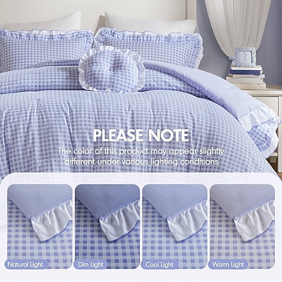 Intelligent Design Iris Gingham Double Ruffle 4-pc. Comforter Set with Throw Pillow