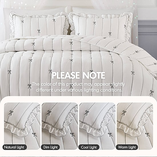Intelligent Design Florence Embroidered Ruffle Easy Care Quilt Set