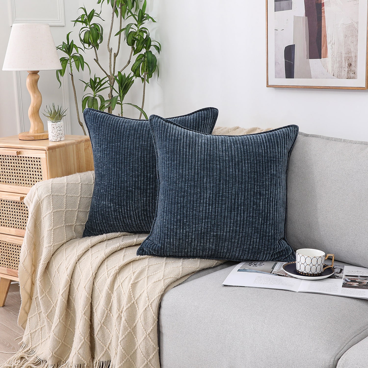 Regal Home Lila Ribbed Down Alt 20x20 Square Throw Pillow
