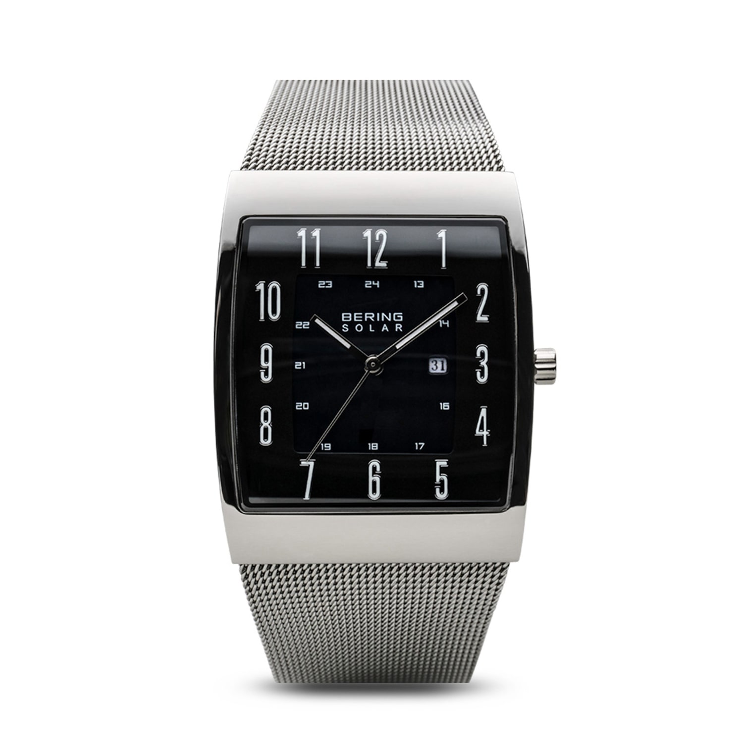 Bering Solar Mens Gray Stainless Steel Bracelet Watch