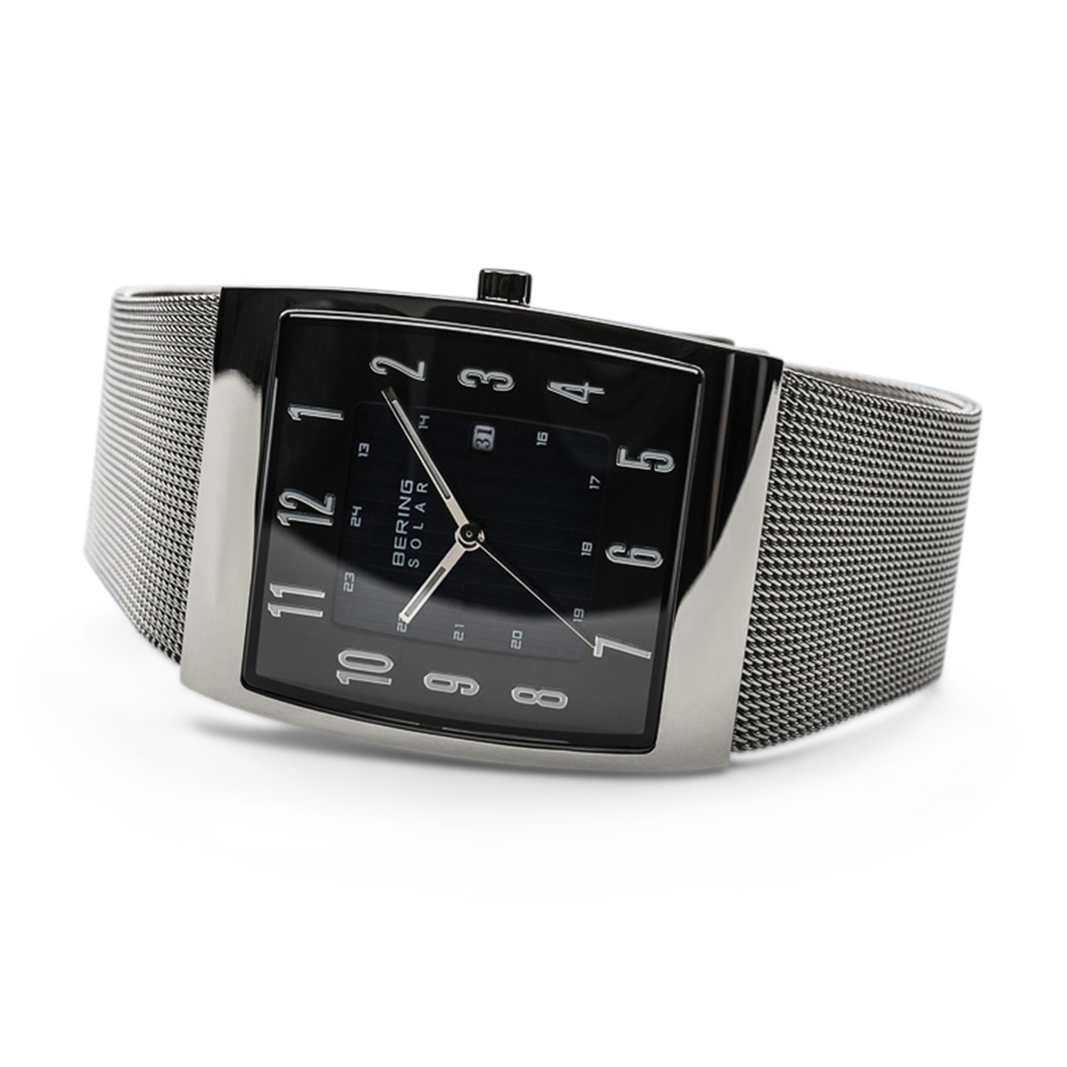 Bering Solar Mens Gray Stainless Steel Bracelet Watch