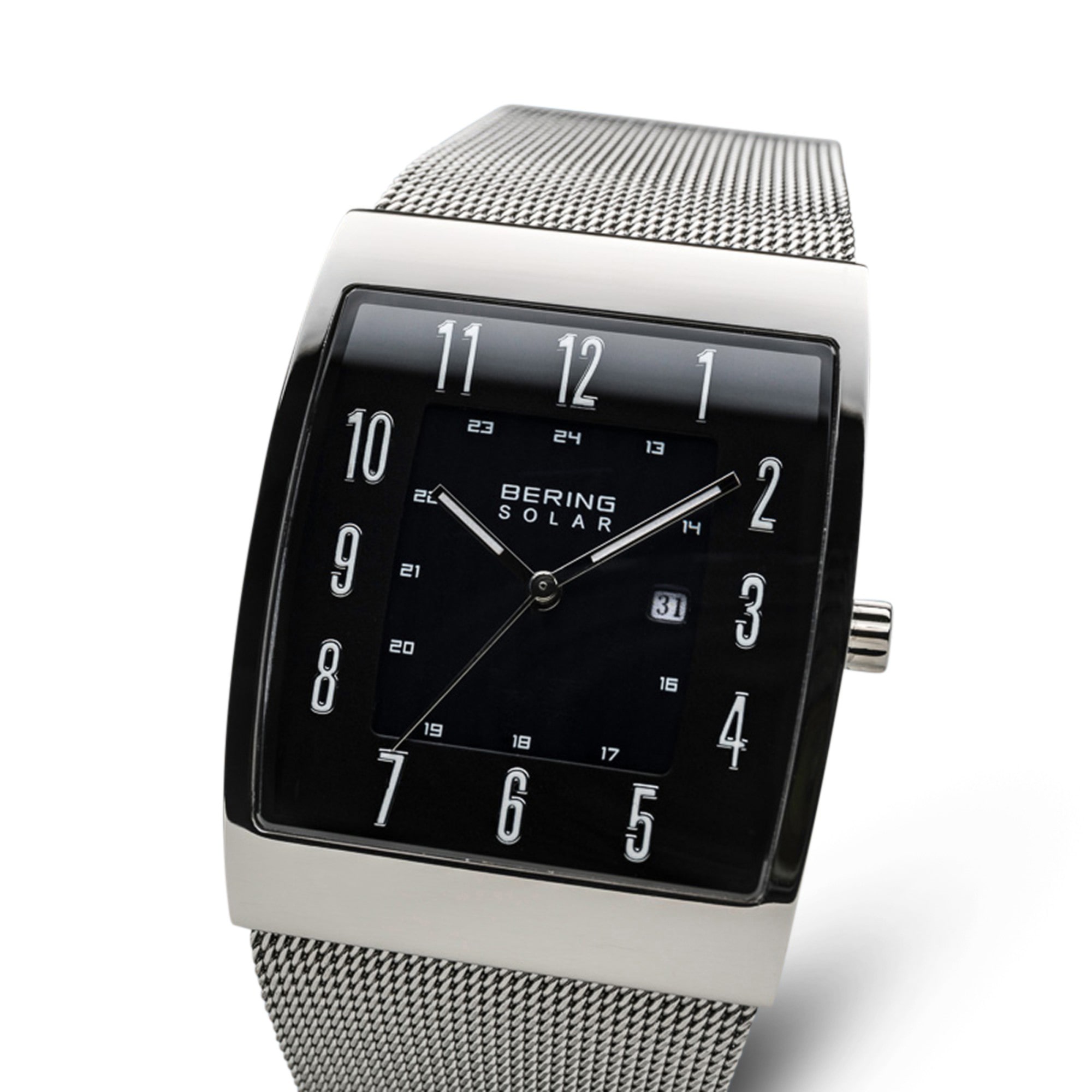 Bering Solar Mens Gray Stainless Steel Bracelet Watch