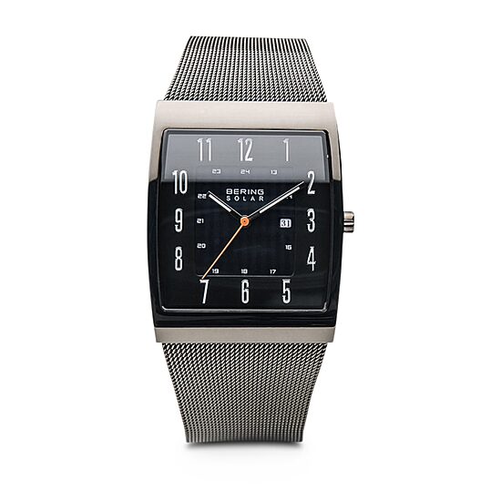 Bering Solar Mens Gray Stainless Steel Bracelet Watch 16433-377