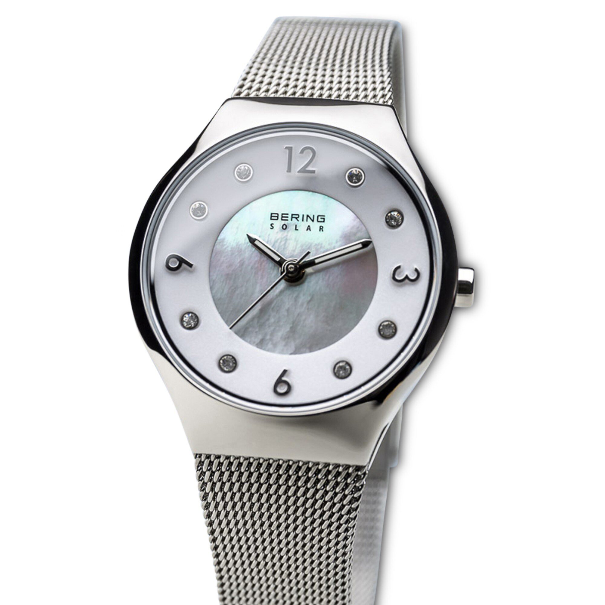 Bering Solar Womens Silver Tone Mesh Bracelet Watch-14427-004