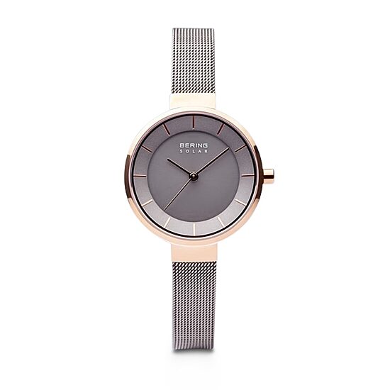 Bering Slim Solar Womens Two Tone Stainless Steel Bracelet Watch 14631-369