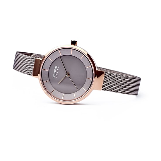 Bering Slim Solar Womens Two Tone Stainless Steel Bracelet Watch 14631-369