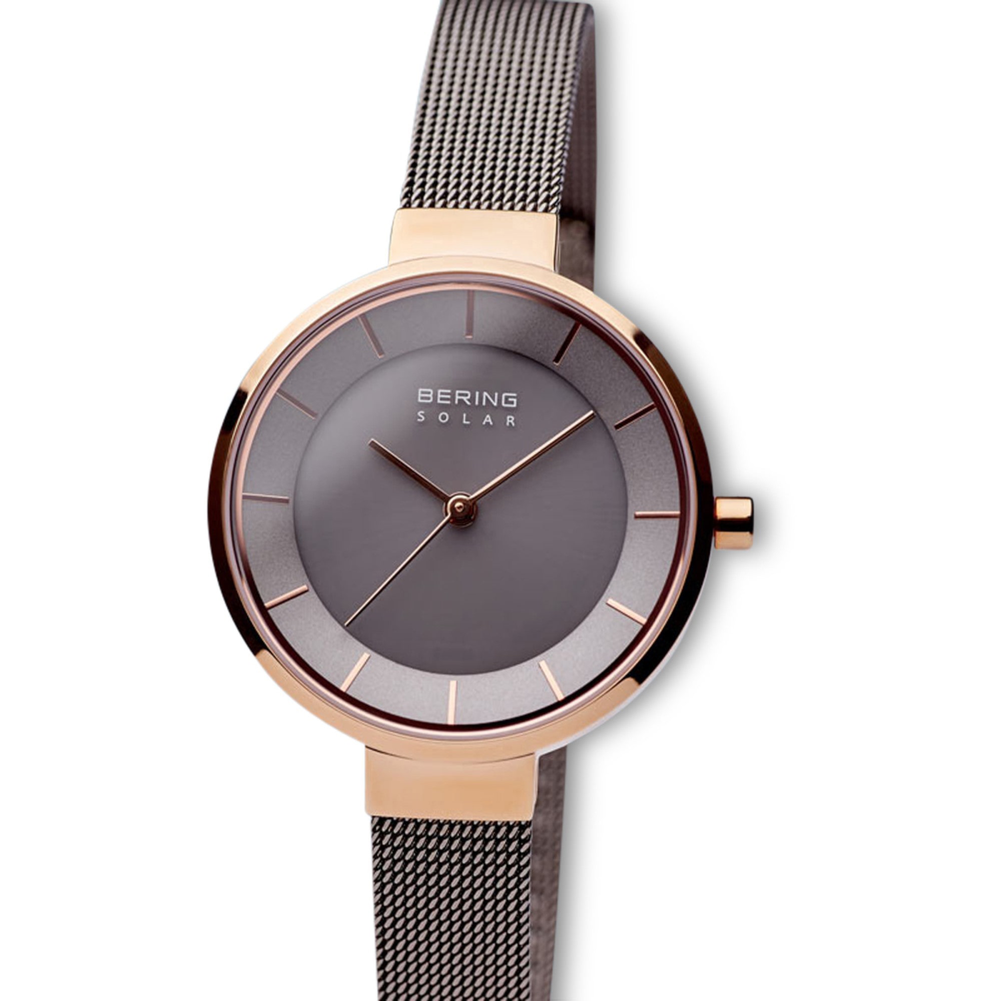 Bering Slim Solar Womens Two Tone Stainless Steel Bracelet Watch 14631-369