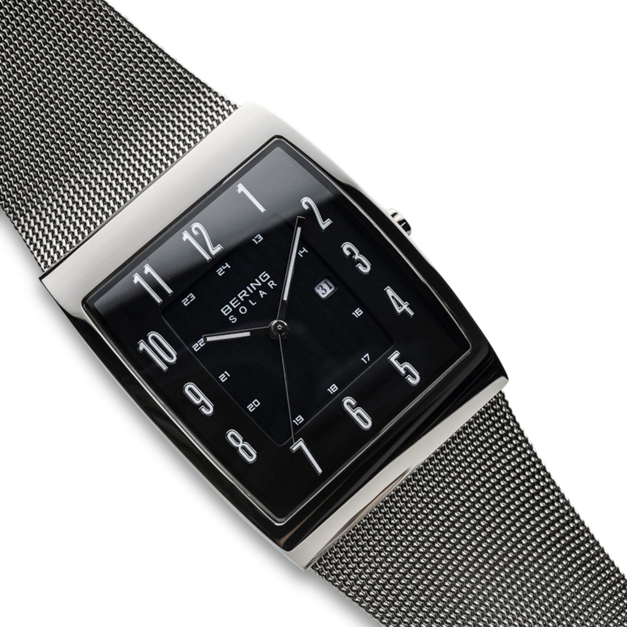 Bering Solar Mens Gray Stainless Steel Bracelet Watch