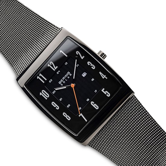 Bering Solar Mens Gray Stainless Steel Bracelet Watch 16433-377