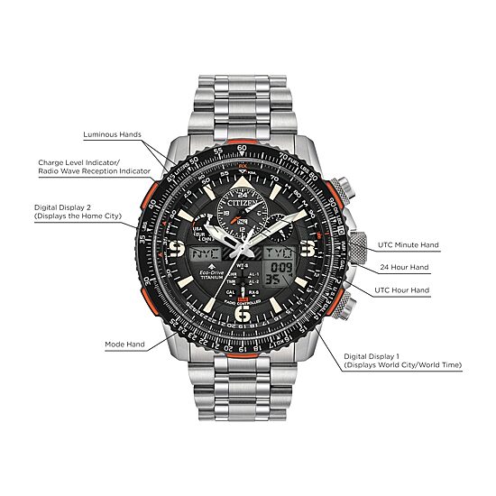 Citizen Promaster Skyhawk A-T Mens Silver Tone Bracelet Watch Jy8108-53e
