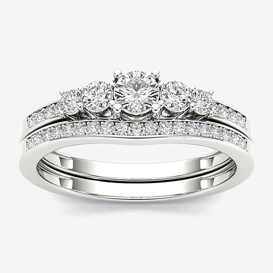 1/2 CT.T.W. Natural Diamond 14K White Gold Bridal Ring Set